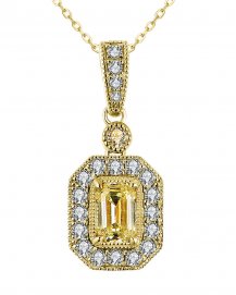 MULTI TONE EMERALD CUT DIAMOND PENDANT (TP2577)